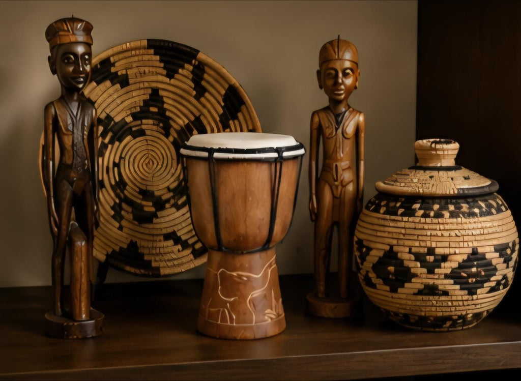 Hand Carved African Drum Decor | 9 Inch Wooden Cultural Art Accent
