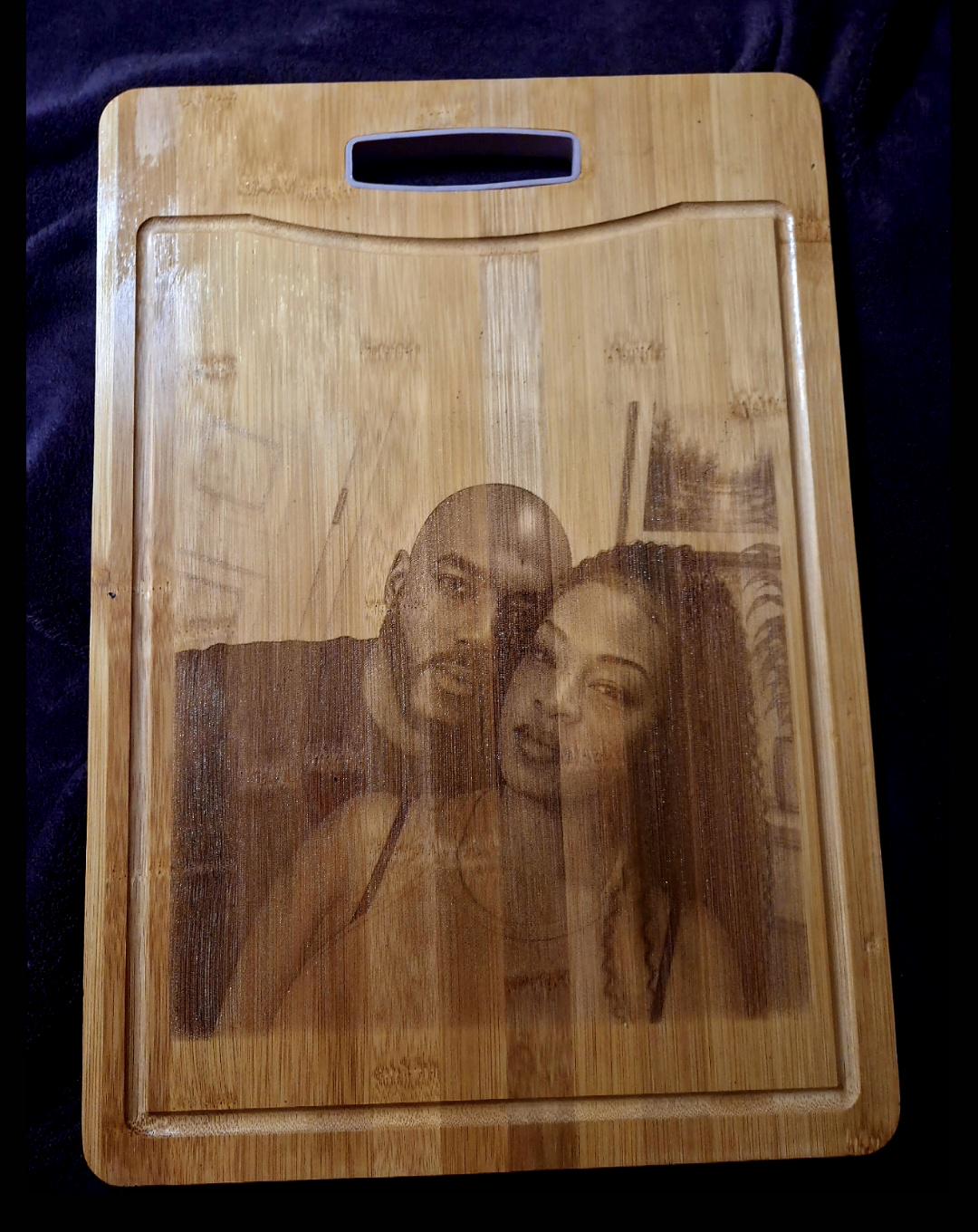 Custom Photo Engraved Bamboo Cutting Board | Personalized Family Keepsake Gift
