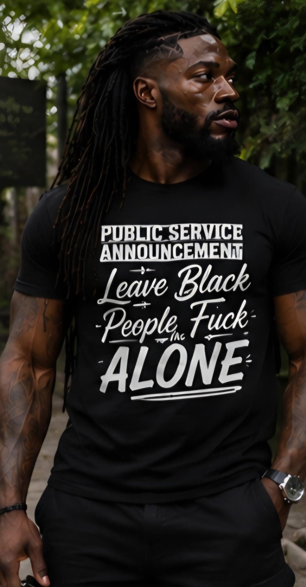 Public Service Announcement Leave Black People Alone Statement Tee – Bold Graphic Social Commentary Shirt