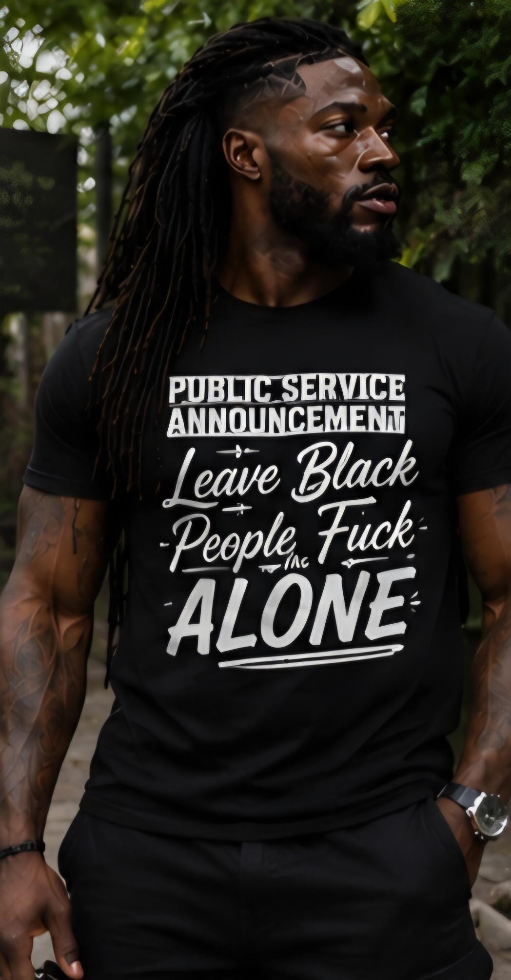 Public Service Announcement Leave Black People Alone Statement Tee – Bold Graphic Social Commentary Shirt