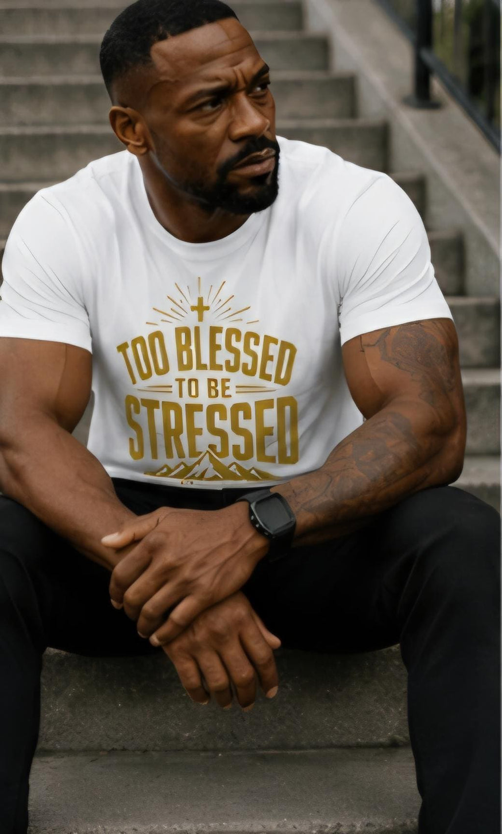 Too Blessed To Be Stressed Christian T-Shirt, Matthew 6:34 Faith Tee