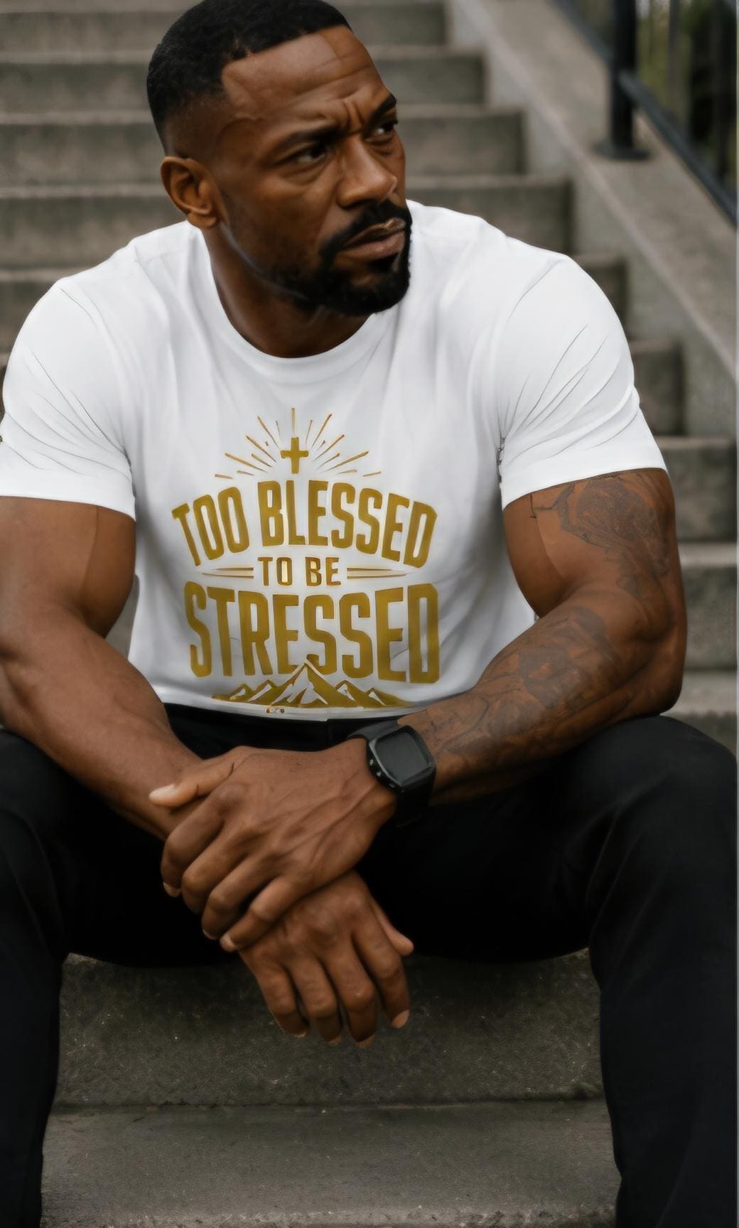 Too Blessed To Be Stressed Christian T-Shirt, Matthew 6:34 Faith Tee