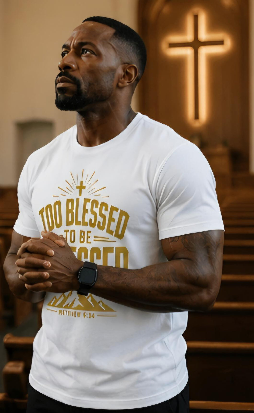Too Blessed To Be Stressed Christian T-Shirt, Matthew 6:34 Faith Tee