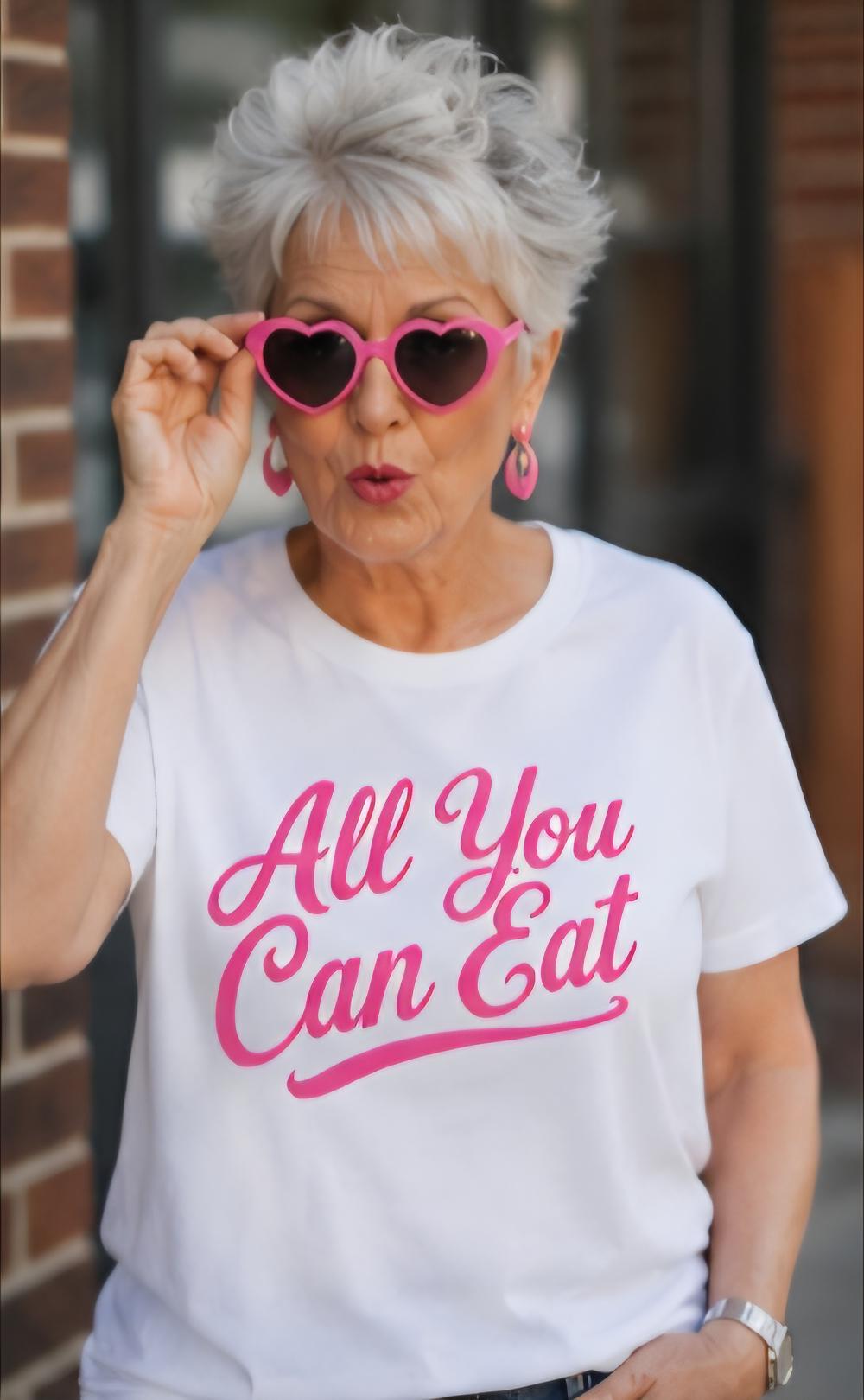 All You Can Eat T-Shirt, Funny Foodie Buffet Lover Tee, Humor Graphic
