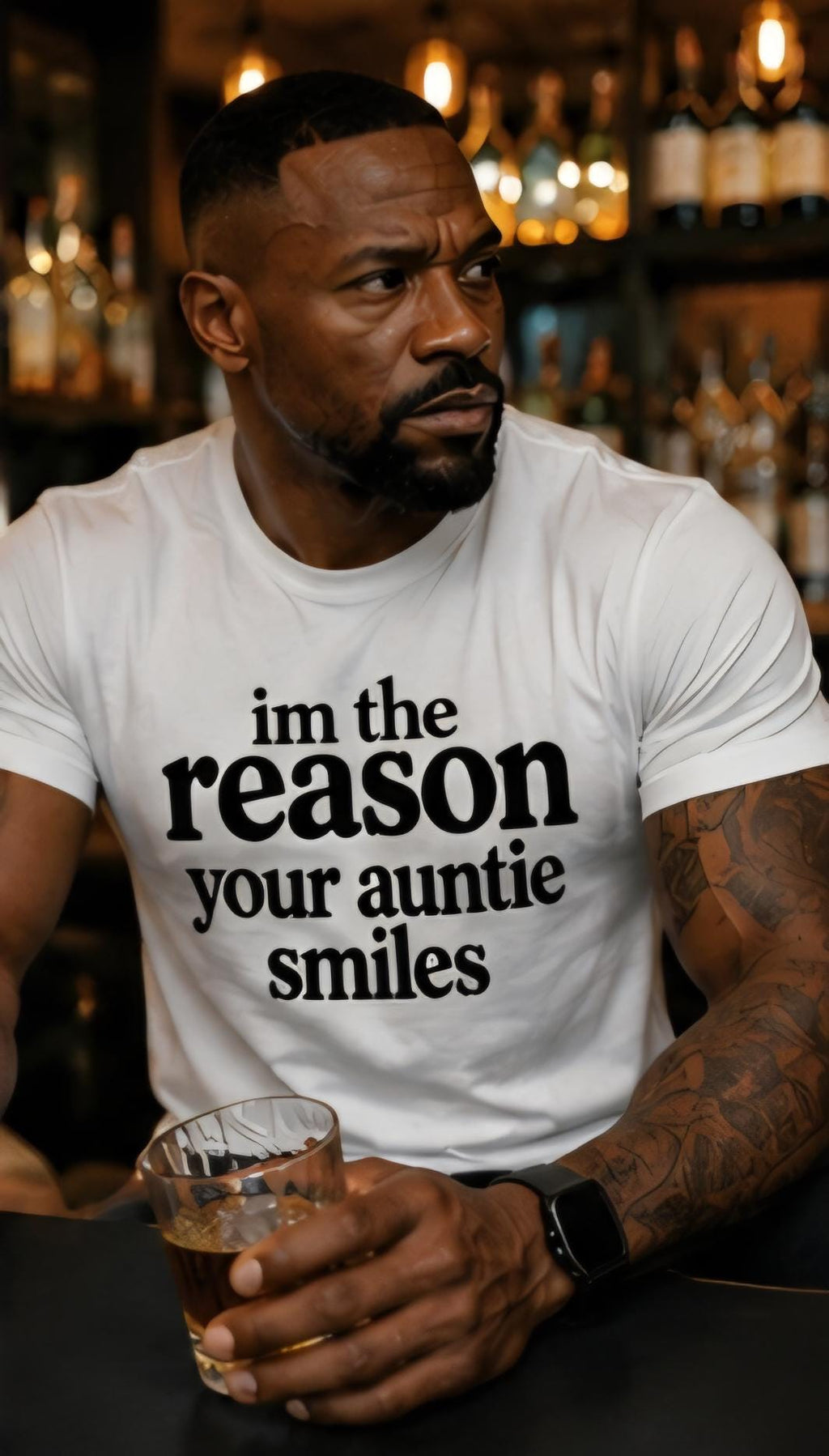Men's "I'm the Reason Your Auntie Smiles" Graphic Tee – Humorous Family Reunion Shirt