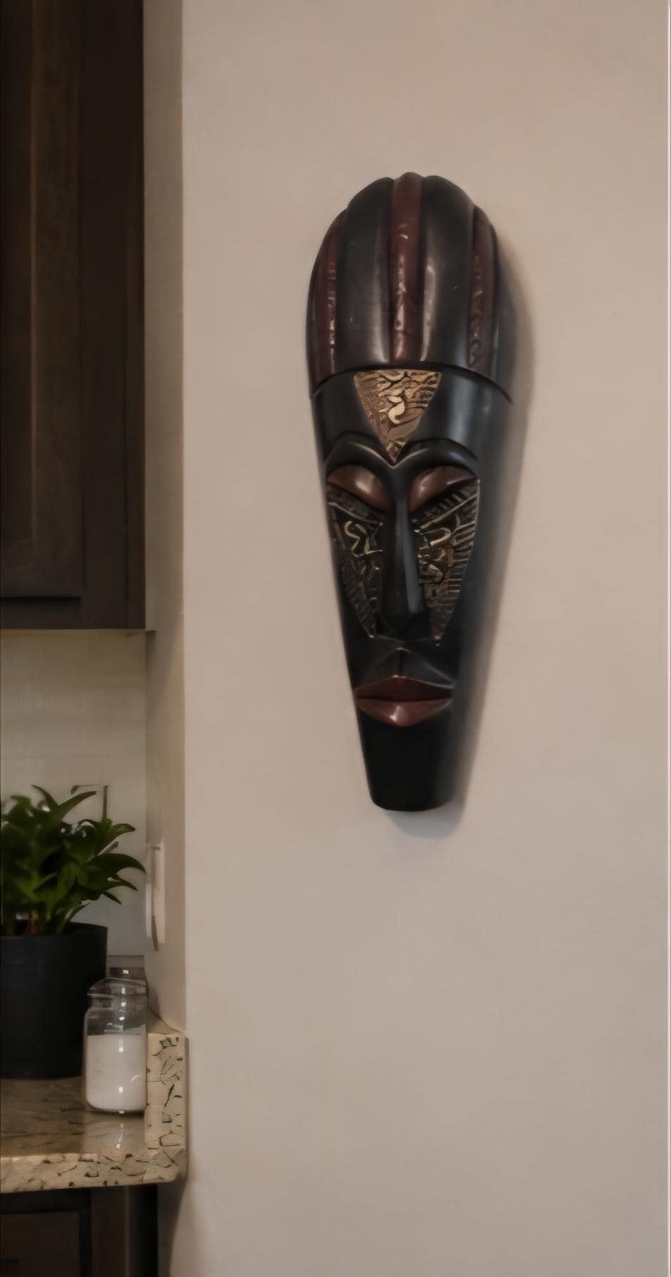Hand Carved African Mask 14 Inch Wooden Tribal Art Wall Decor (Handmade)