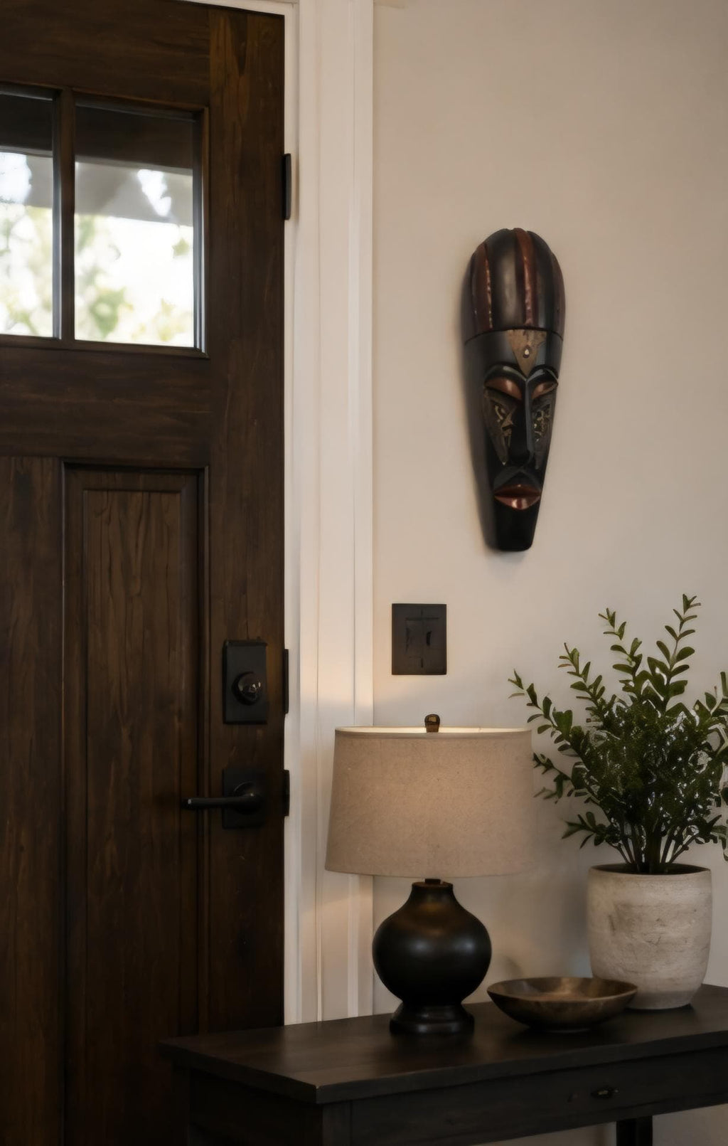 Hand Carved African Mask 14 Inch Wooden Tribal Art Wall Decor (Handmade)