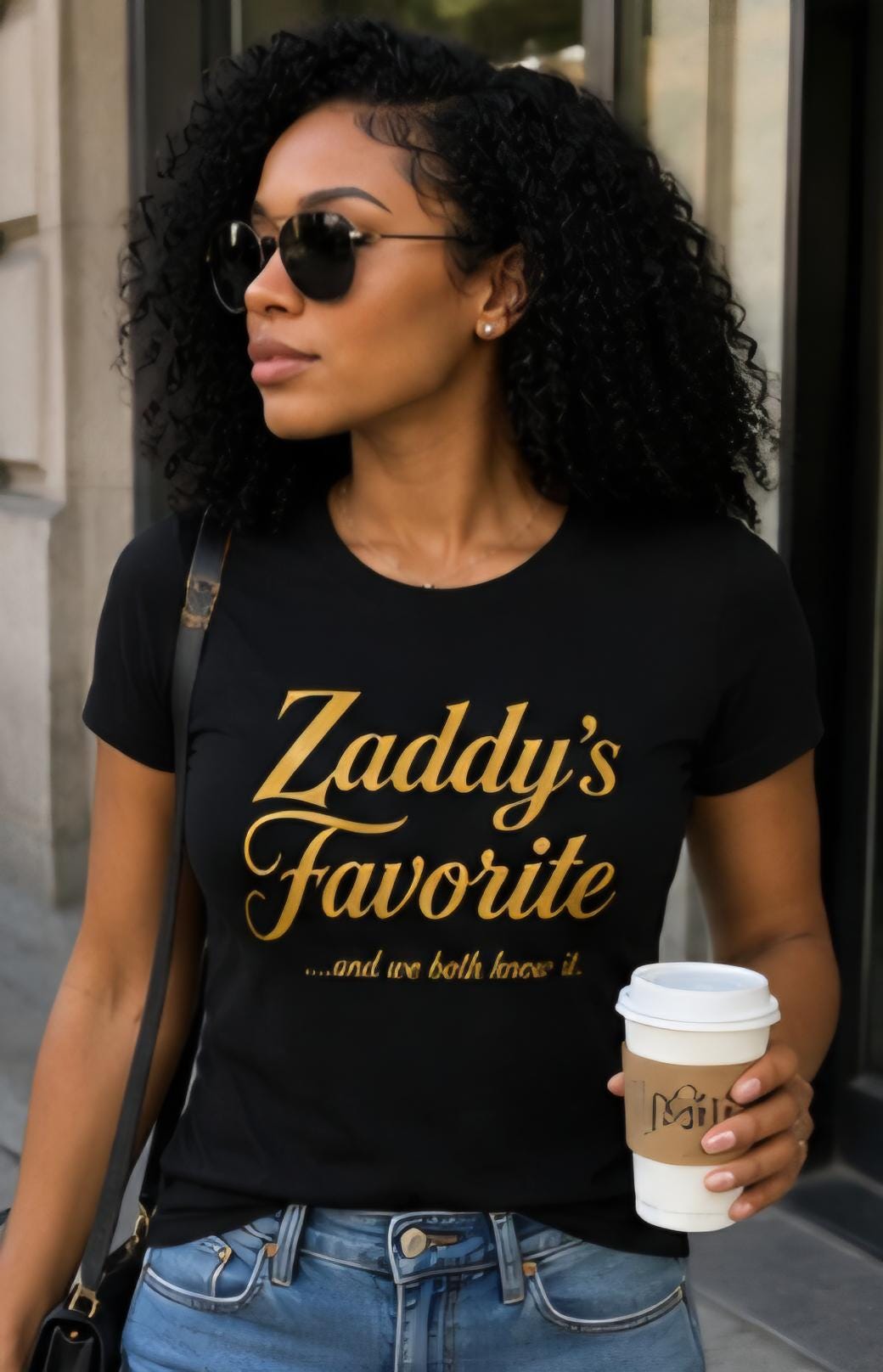 Zaddy's Favorite Shirt, Black Gold Graphic Tee, Couples Relationship Shirt