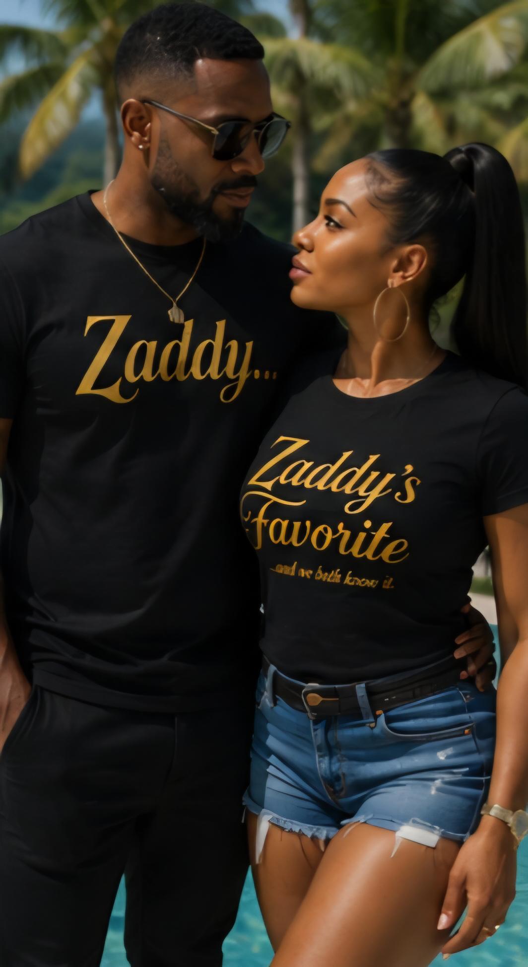 Zaddy and Zaddy's Favorite Matching Couple Shirts, Black Gold Tees