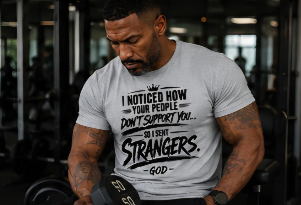 Faith Based Graphic Tee, Christian Motivation Shirt, God Sent Strangers T-Shirt