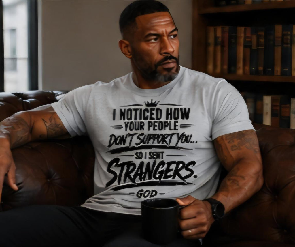 Faith Based Graphic Tee, Christian Motivation Shirt, God Sent Strangers T-Shirt