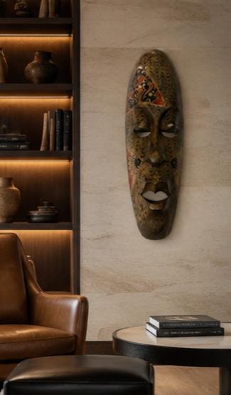 Hand Carved African Wooden Mask – 21 Inch Tribal Wall Art Ethnic Decor