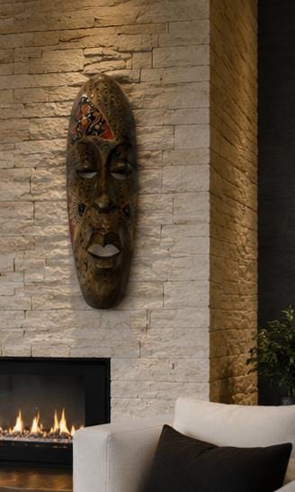 Hand Carved African Wooden Mask – 21 Inch Tribal Wall Art Ethnic Decor