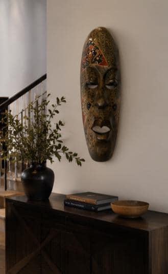 Hand Carved African Wooden Mask – 21 Inch Tribal Wall Art Ethnic Decor