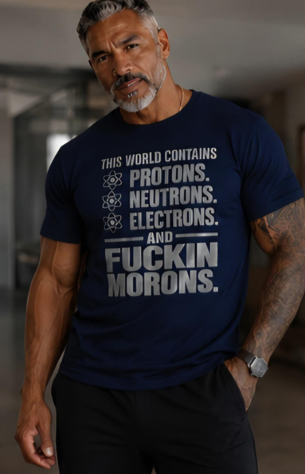 Science Shirt, Protons Neutrons Electrons Morons Tee, Sarcastic Nerd Humor Gift
