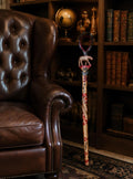 Hand Carved Kenyan Leopard Cane – African Tribal Walking Stick, Safari Decor