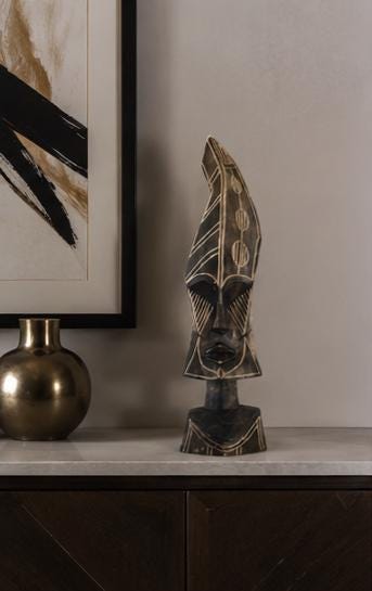Hand Carved African Mask: 20 Inch Solid Wood Tribal Wall Art, Boho Decor