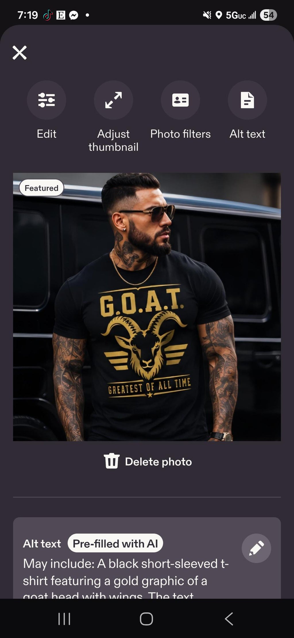 GOAT Shirt and Trucker Hat Set: Gold Graphic Black Streetwear Outfit