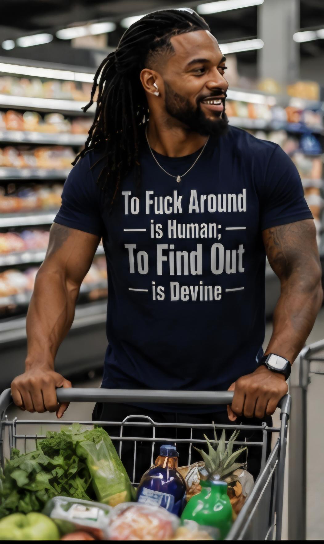 To Fuck Around Is Human To Find Out Is Devine Shirt | Funny Adult Humor Tee | Sarcastic Graphic T-Shirt | Unisex Statement Shirt