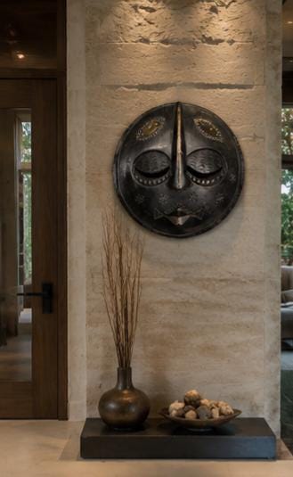 Hand Carved African Mask, 11 Inch Solid Wood Tribal Wall Art, Black Decor