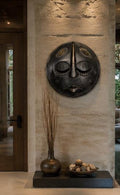 Hand Carved African Mask, 11 Inch Solid Wood Tribal Wall Art, Black Decor
