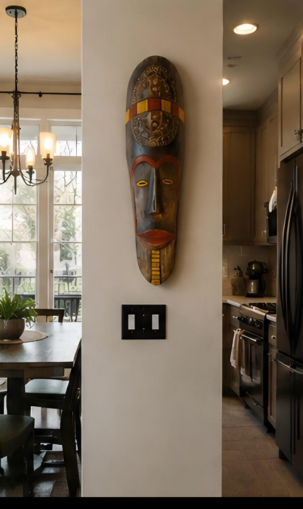 Hand Carved African Wooden Mask, Tribal Wall Decor, Solid Wood Art, Cultural Home Accent