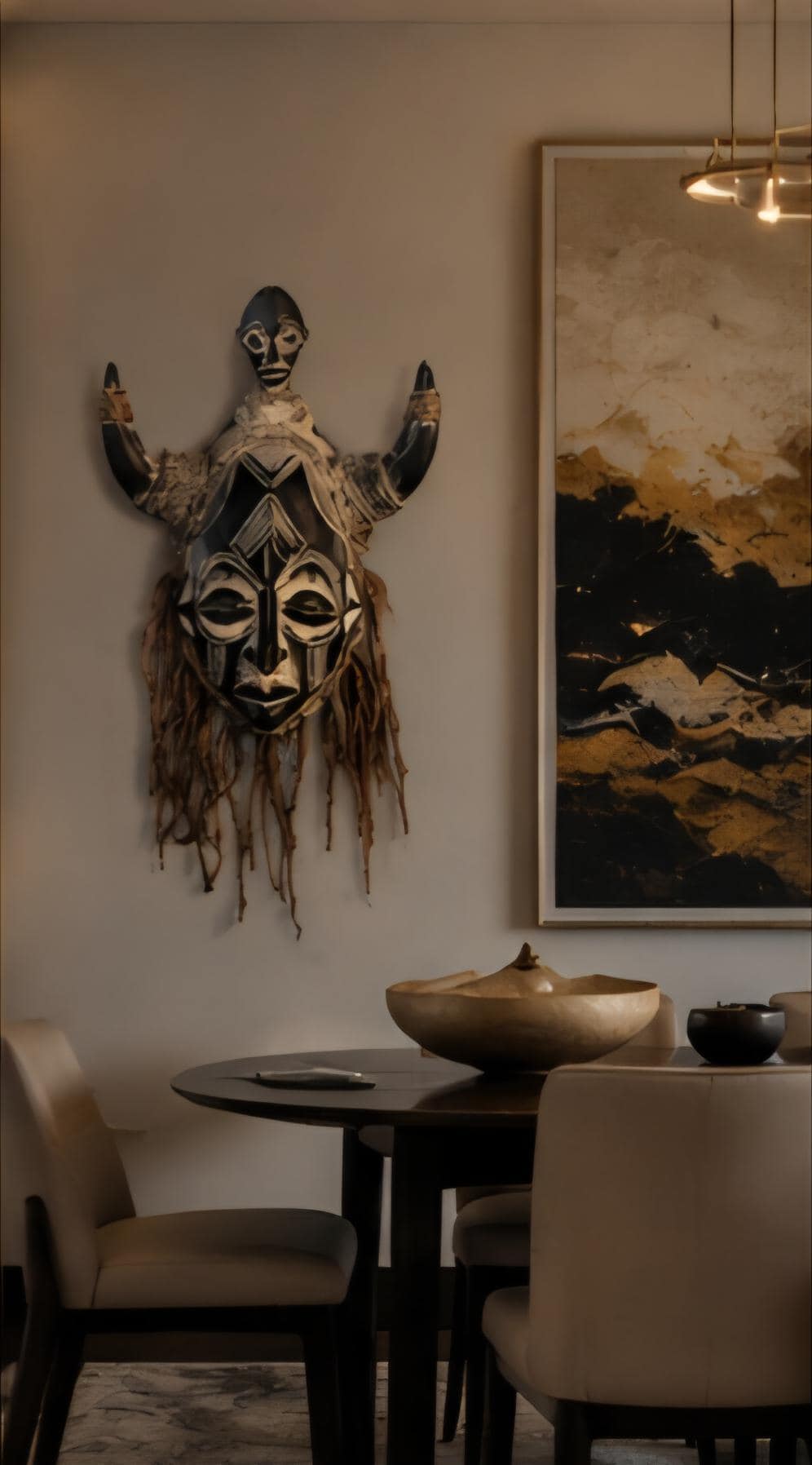 Large Hand Carved African Tribal Wood Mask Sculpture, Authentic Wall Art, Collector Statement Piece