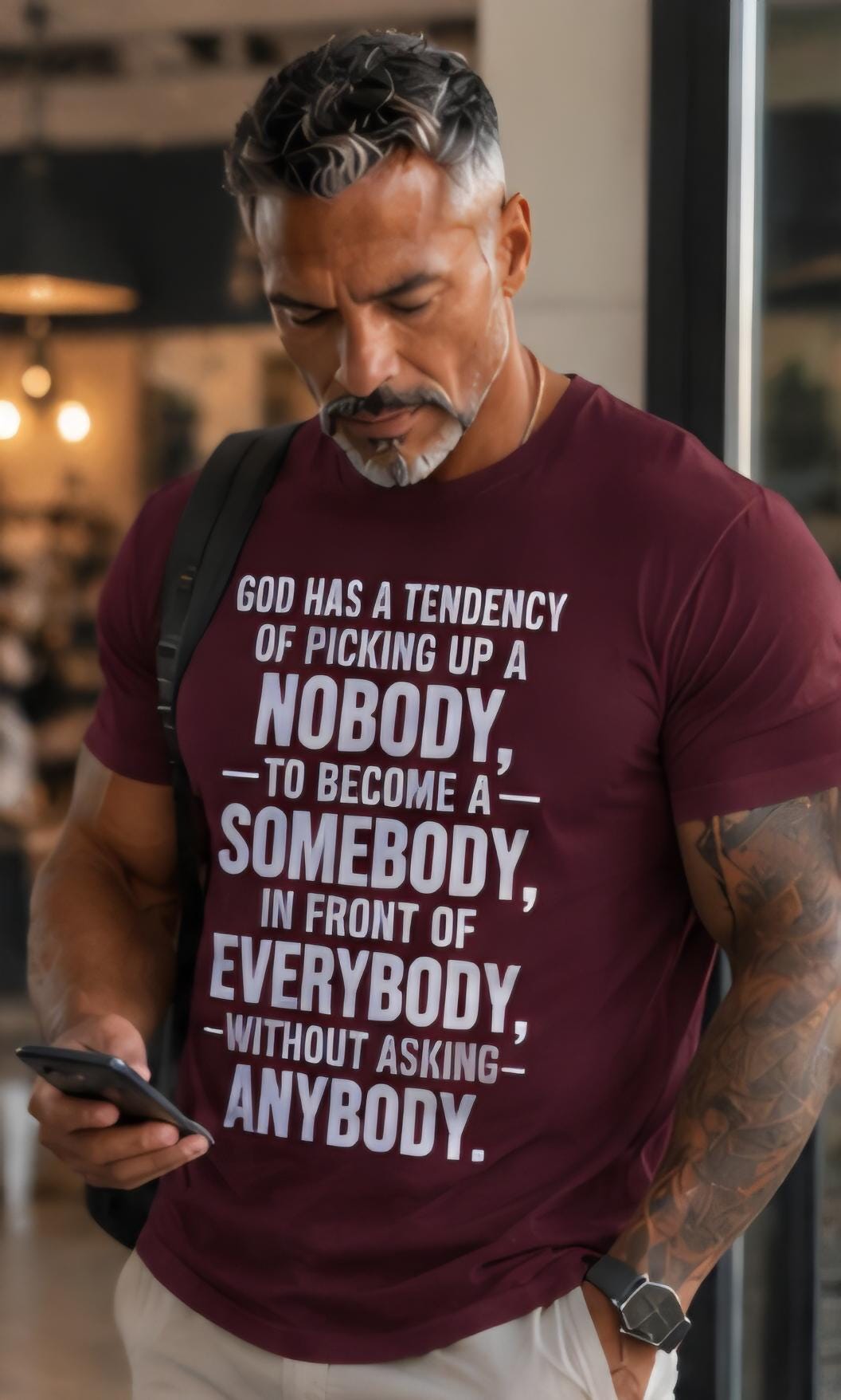 Inspirational Christian Faith Shirt: God Picks Nobody To Be Somebody Graphic Tee