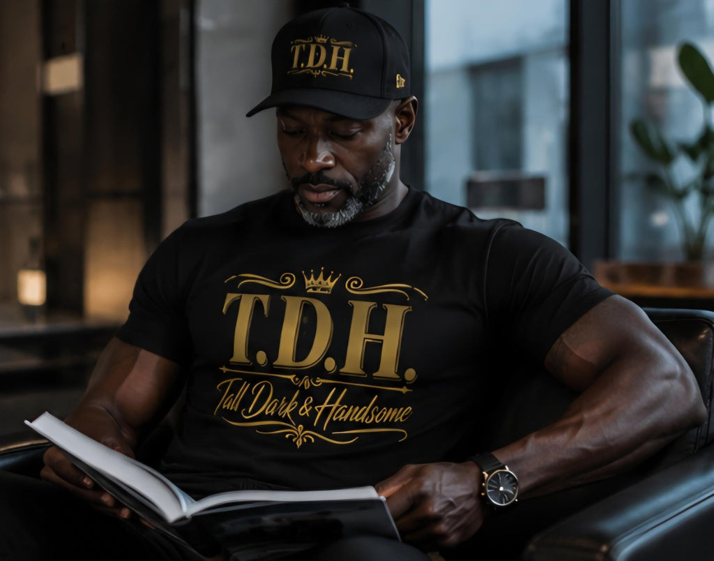 T.D.H. Tall Dark Handsome Black Shirt and Gold Cap Set