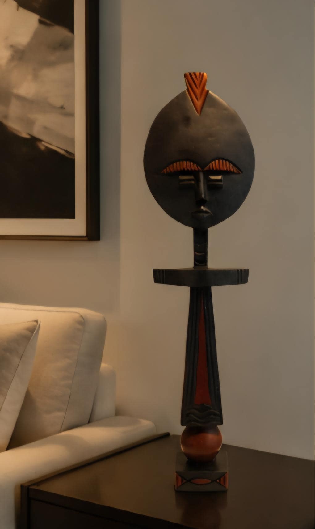 Asante Ashanti Fertility Doll: Hand Carved African Wood Sculpture, Ghana Tribal Art Home Decor