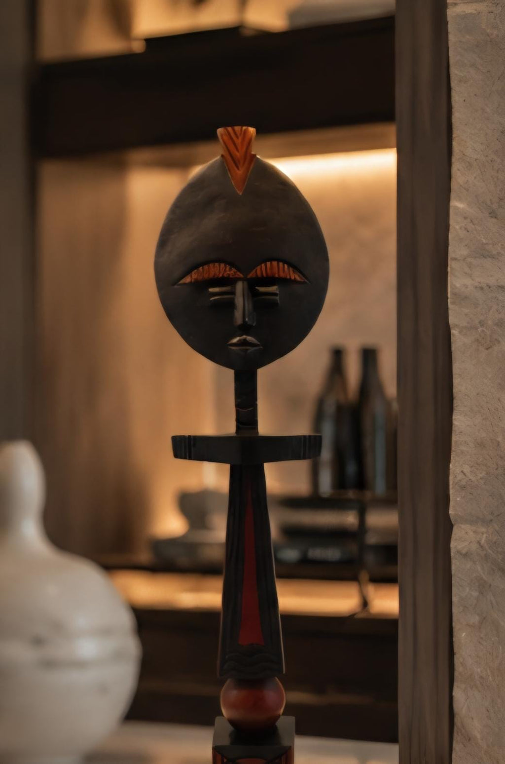 Asante Ashanti Fertility Doll: Hand Carved African Wood Sculpture, Ghana Tribal Art Home Decor