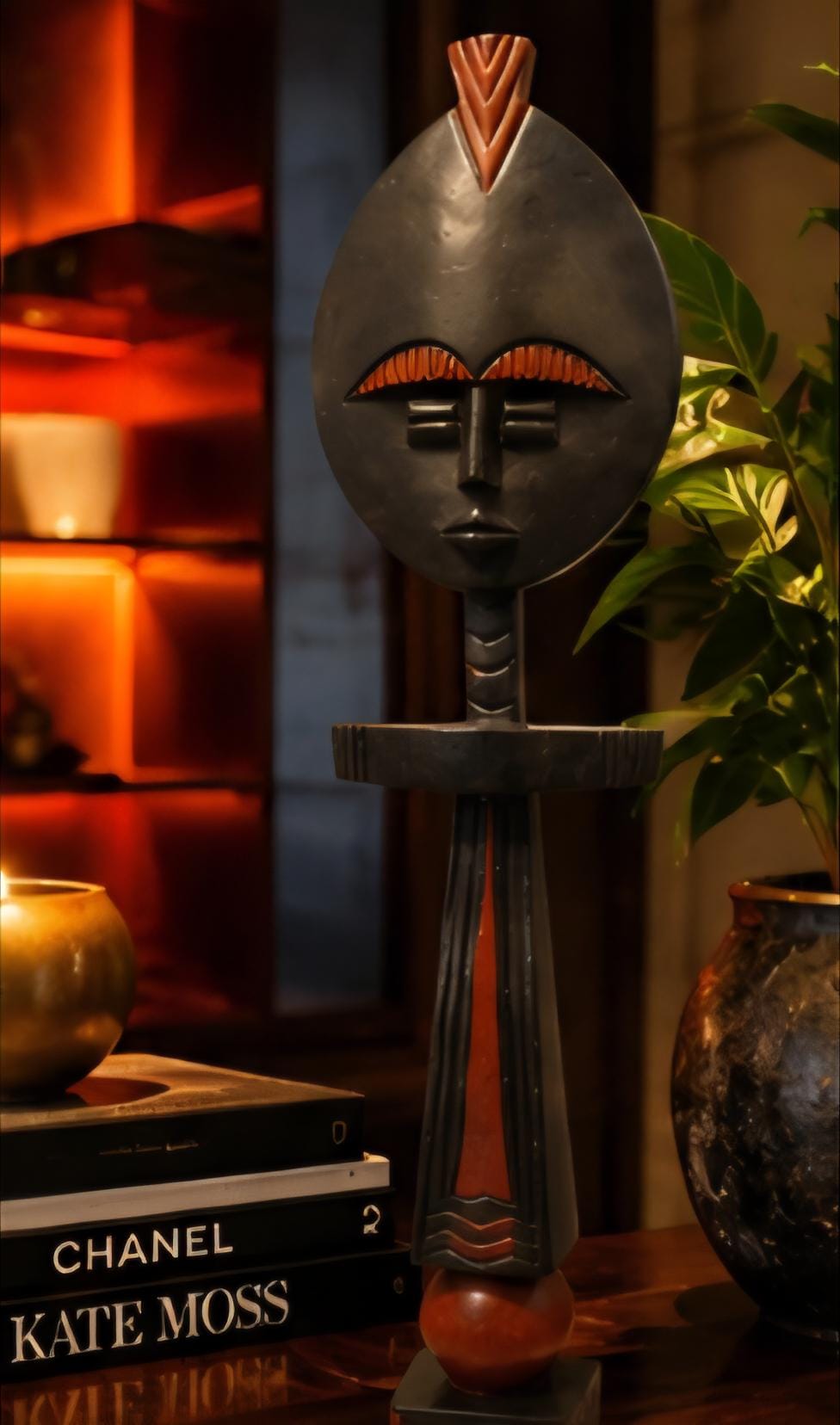 Asante Ashanti Fertility Doll: Hand Carved African Wood Sculpture, Ghana Tribal Art Home Decor