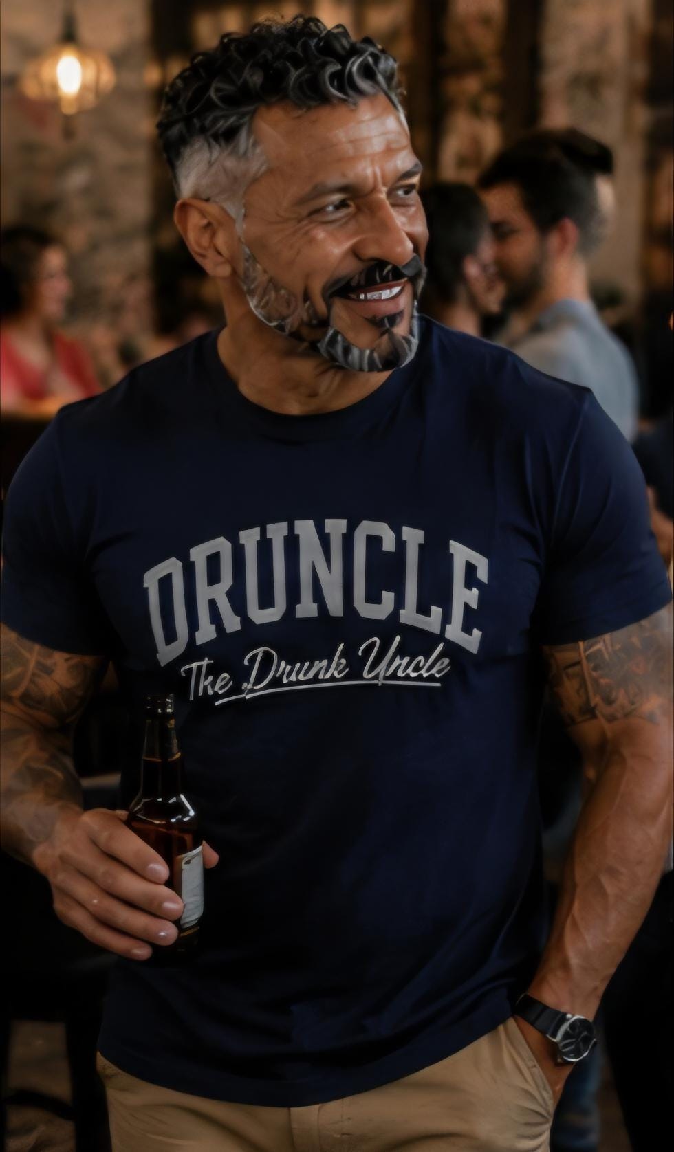 Navy Blue Druncle Shirt, Silver Vinyl Funny Uncle Tee, Family Reunion BBQ Gift
