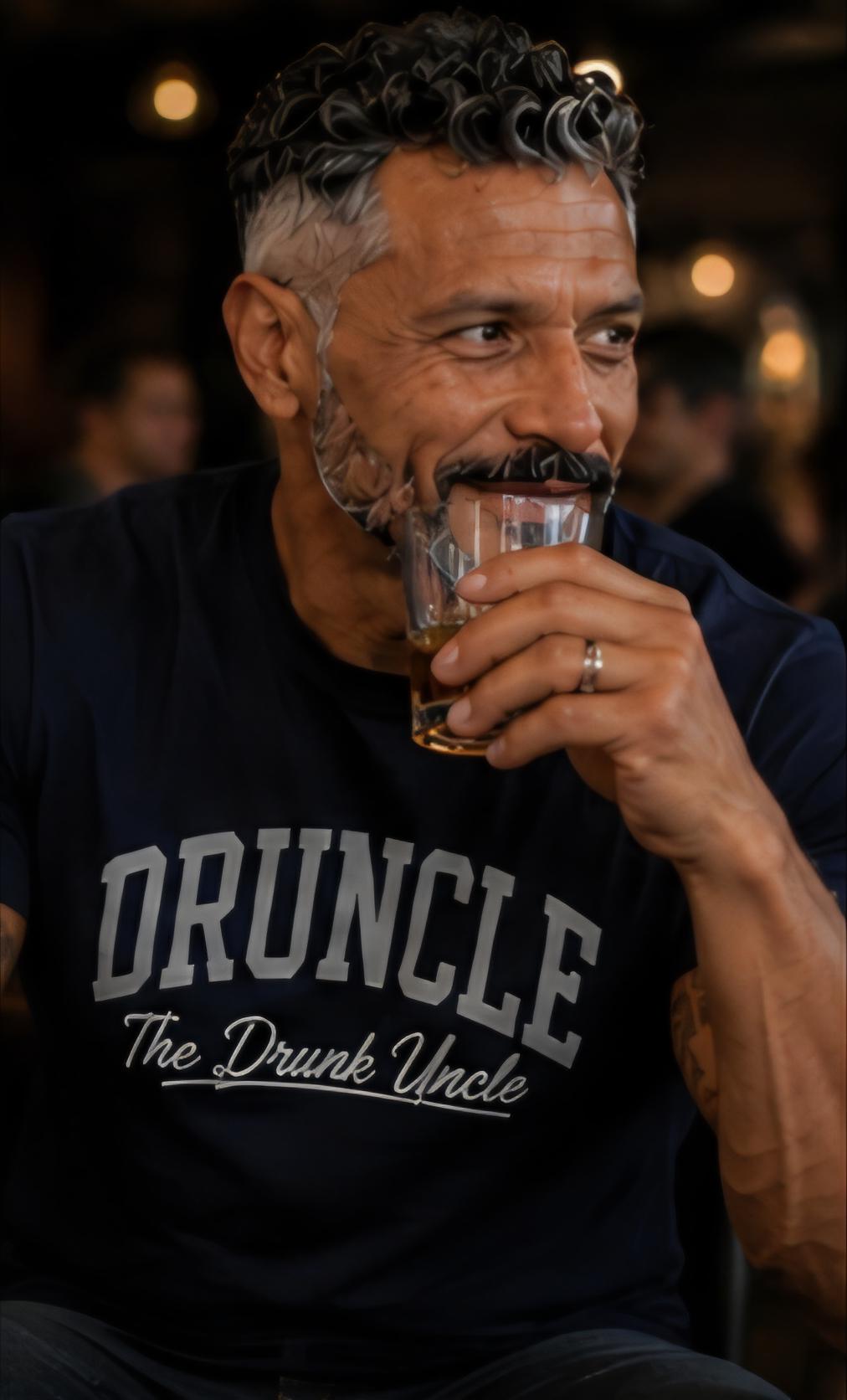 Navy Blue Druncle Shirt, Silver Vinyl Funny Uncle Tee, Family Reunion BBQ Gift