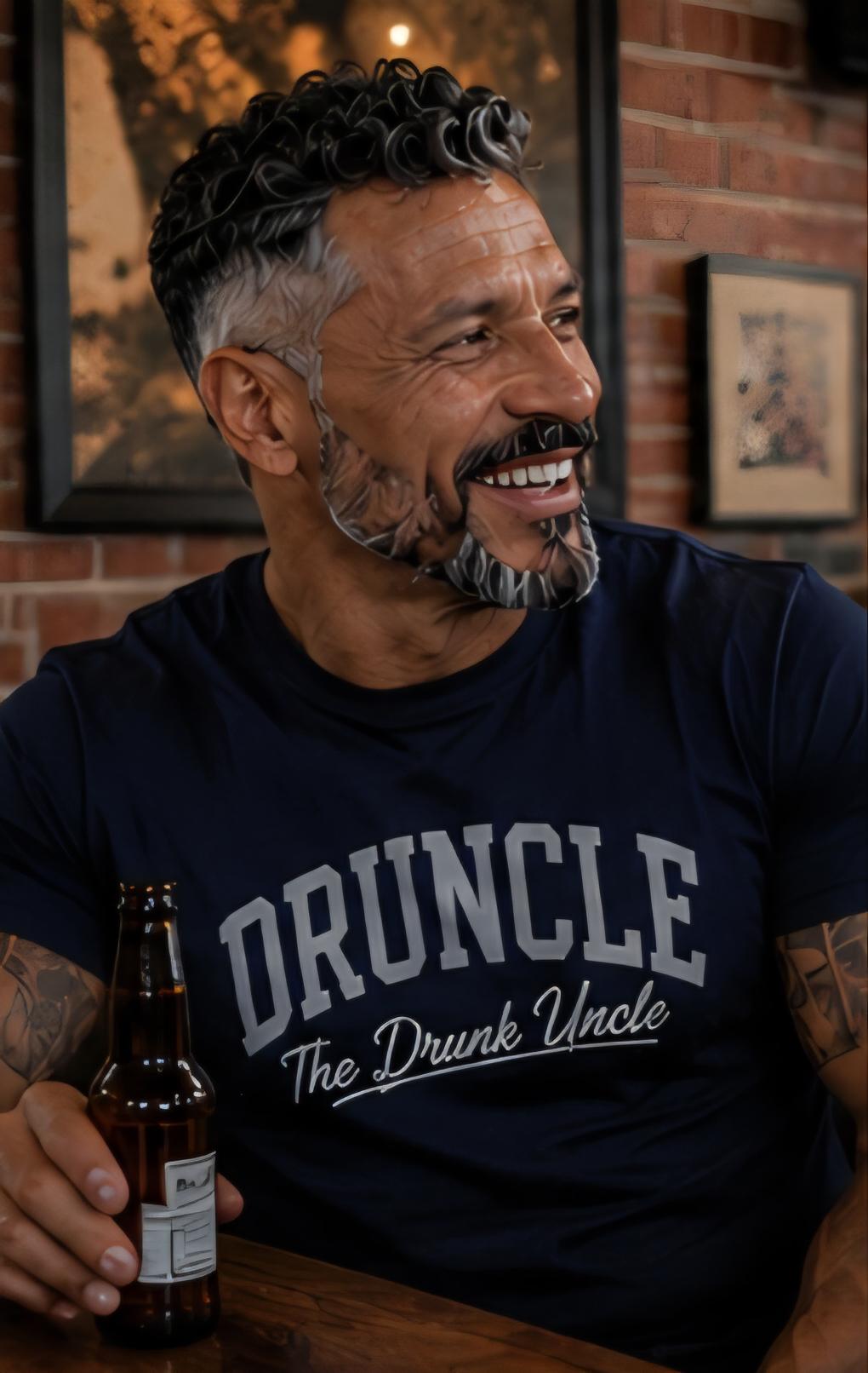 Navy Blue Druncle Shirt, Silver Vinyl Funny Uncle Tee, Family Reunion BBQ Gift