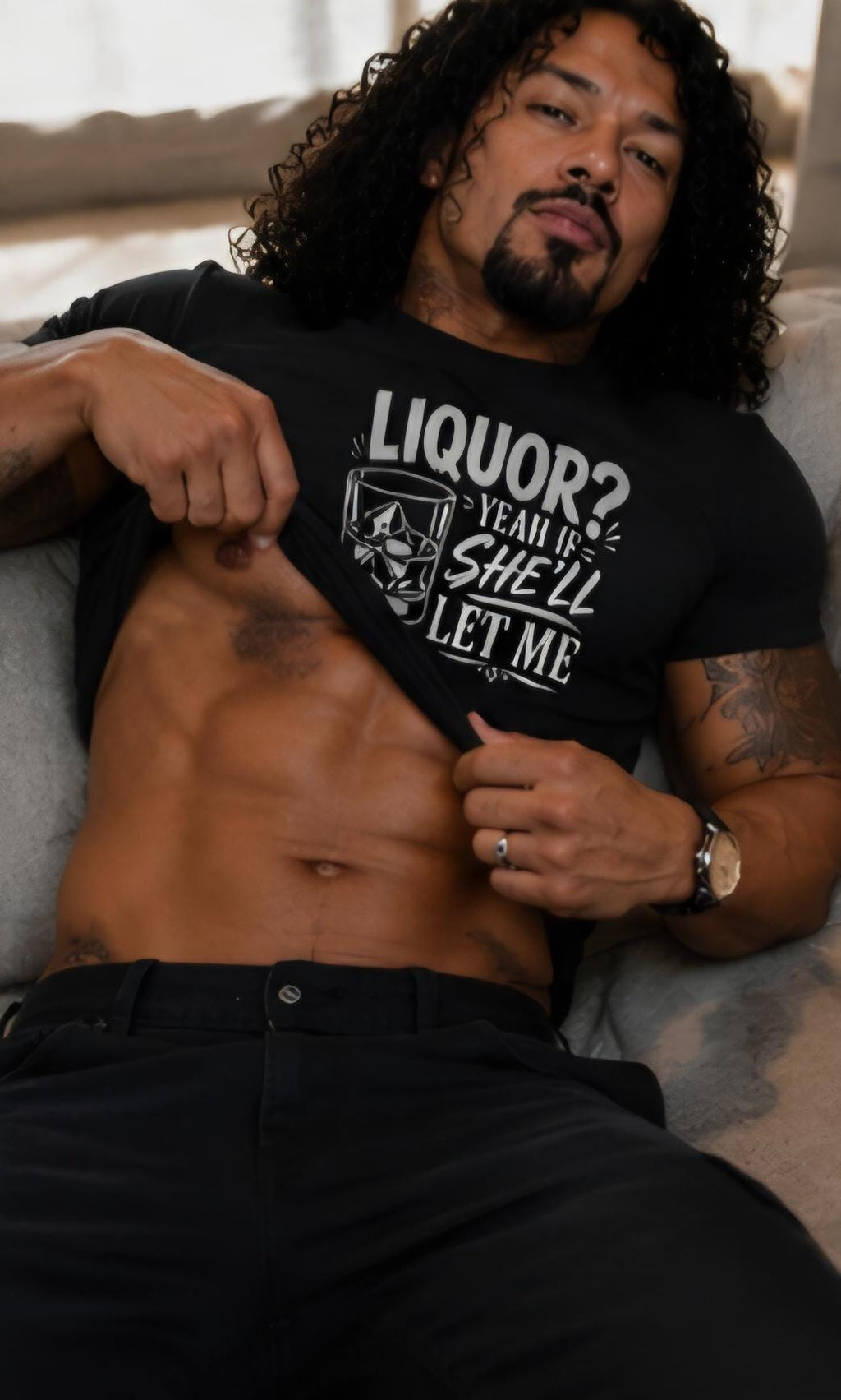 Liquor? Yeah If She'll Let Me – Funny Whiskey Shirt – Humorous Drinking Tee