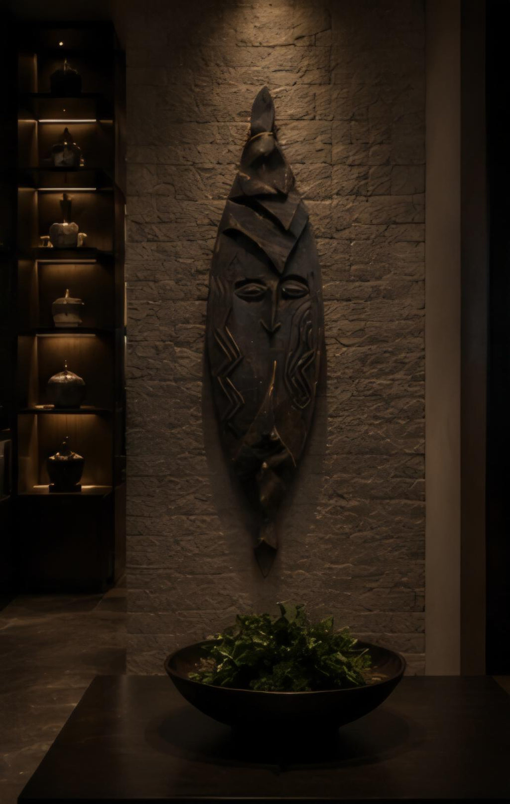 Hand Carved African Tribal Wall Mask Solid Wood African Art Handmade Wall Hanging Ethnic Home Decor Luxury Statement Piece