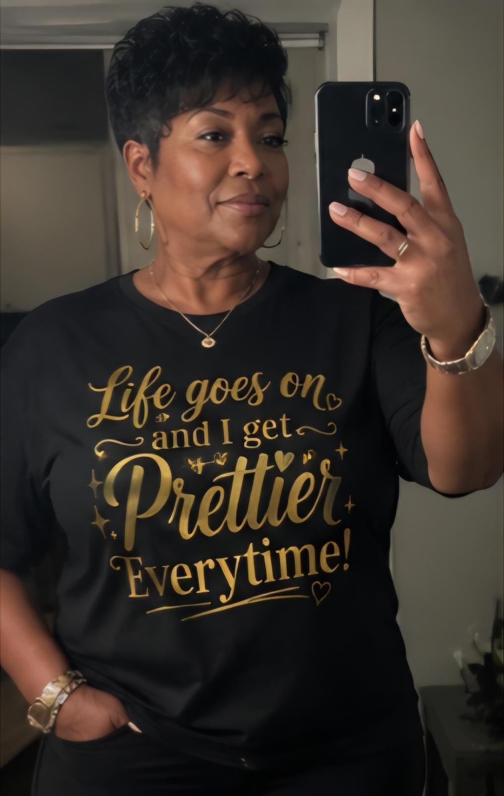 Inspirational Women's Graphic Tee: Life Goes On, Confidence Self Love Statement Shirt