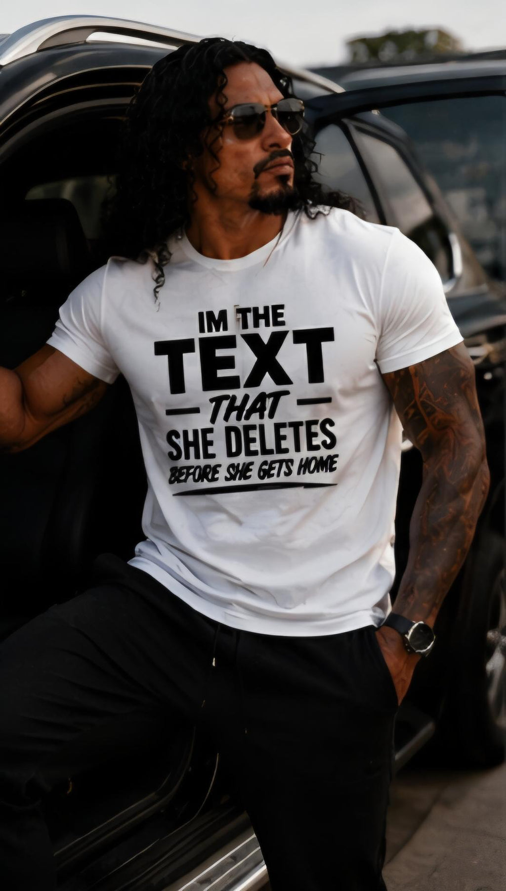 Funny Men's Graphic Tee: "I'm the Text She Deletes" Conversation Starter Shirt