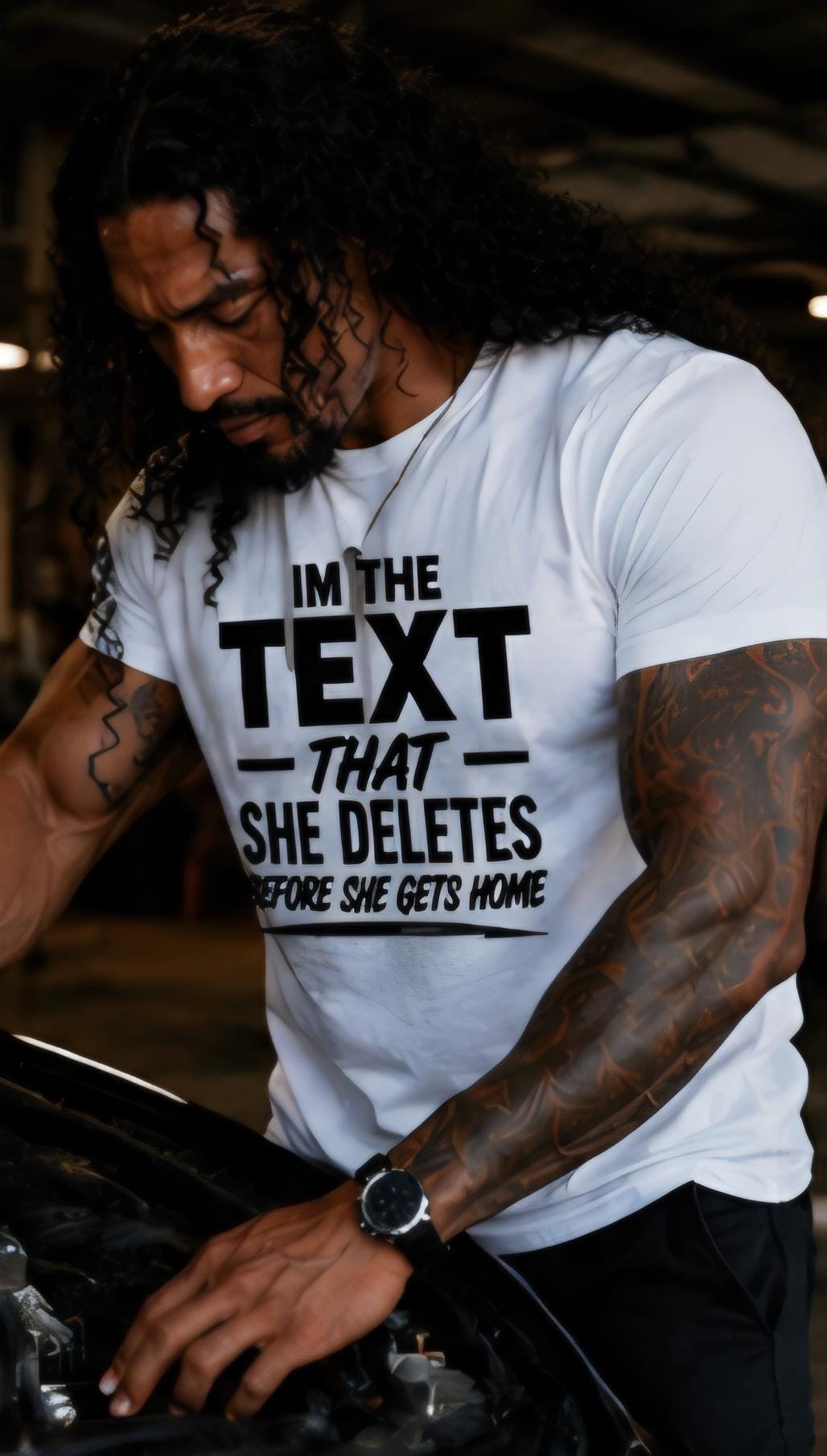 Funny Men's Graphic Tee: "I'm the Text She Deletes" Conversation Starter Shirt