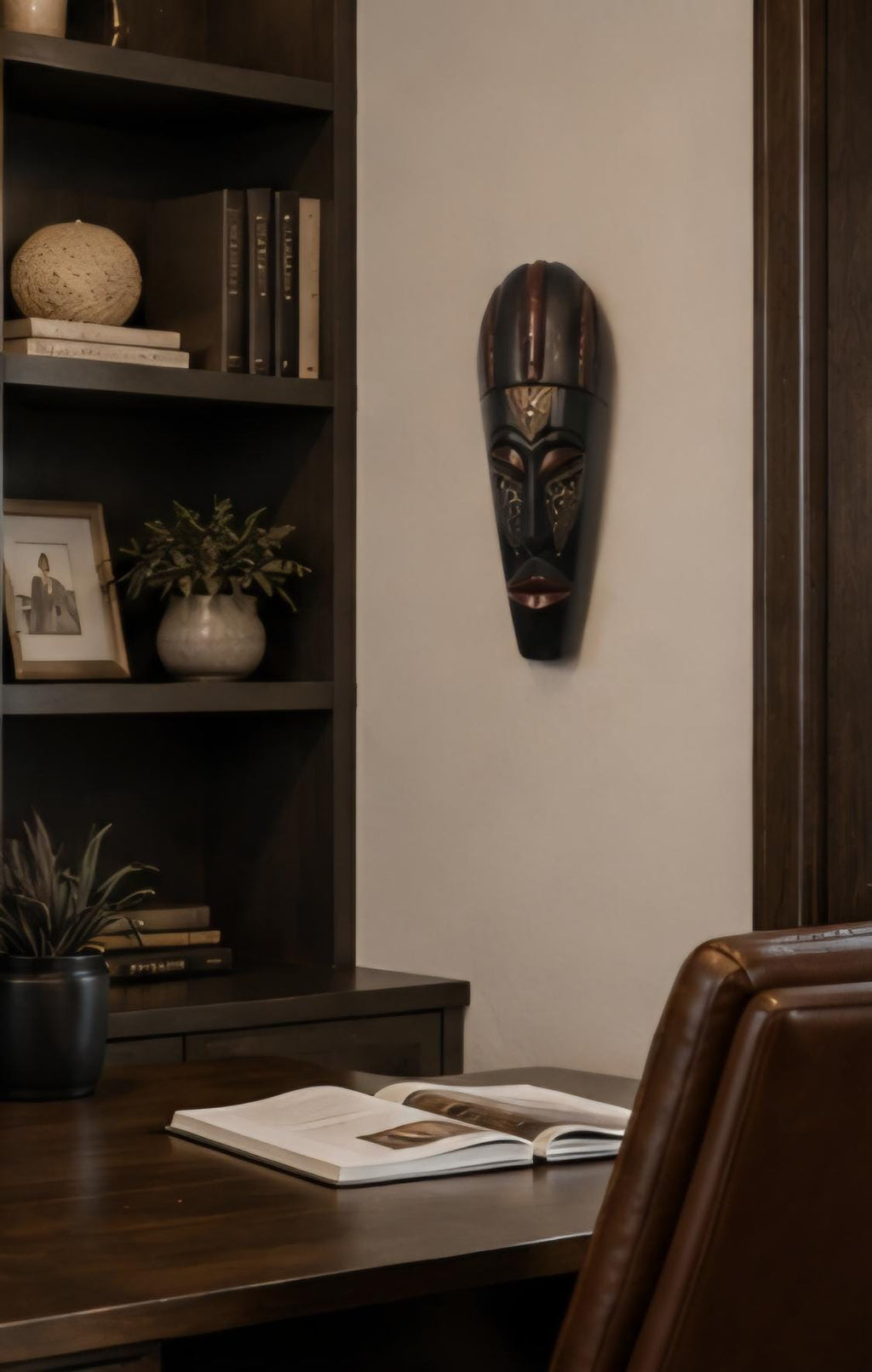 Hand Carved African Mask 14 Inch Wooden Tribal Art Wall Decor (Handmade)