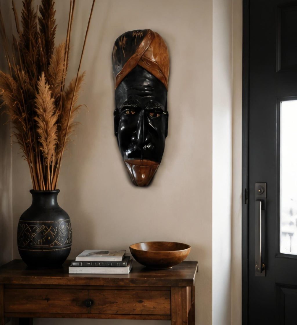 Hand Carved African Wall Mask 21 Inch Wooden Tribal Wall Art Authentic African Home Decor Large Cultural Wall Hanging Handmade Gift