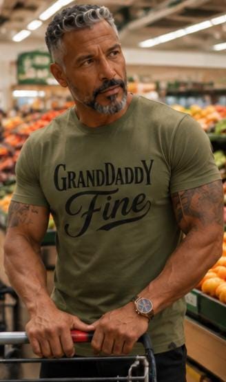 GrandDaddy Fine Military Green Graphic T-Shirt – Grandpa Silver Fox Tee