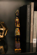 Hand Carved African Wood Figure: 10 Inch Tribal Sculpture, Hand Painted Boho Accent