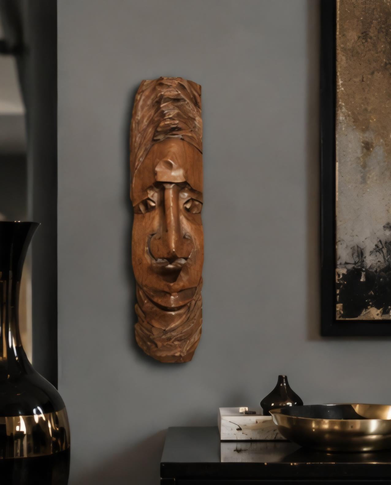 Hand Carved African Wooden Mask, Solid Wood Tribal Wall Art (11.5 Inch)