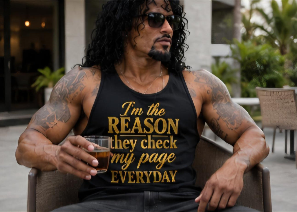 I'm the Reason They Check My Page Everyday Graphic Tee – Social Media Statement Shirt