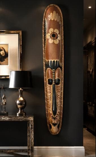 Extra Large Hand Carved African Mask: 61 Inch Solid Wood Tribal Wall Art