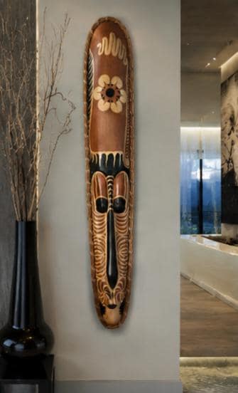Extra Large Hand Carved African Mask: 61 Inch Solid Wood Tribal Wall Art