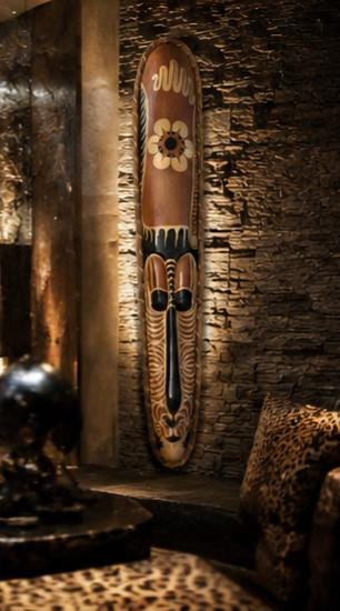Extra Large Hand Carved African Mask: 61 Inch Solid Wood Tribal Wall Art
