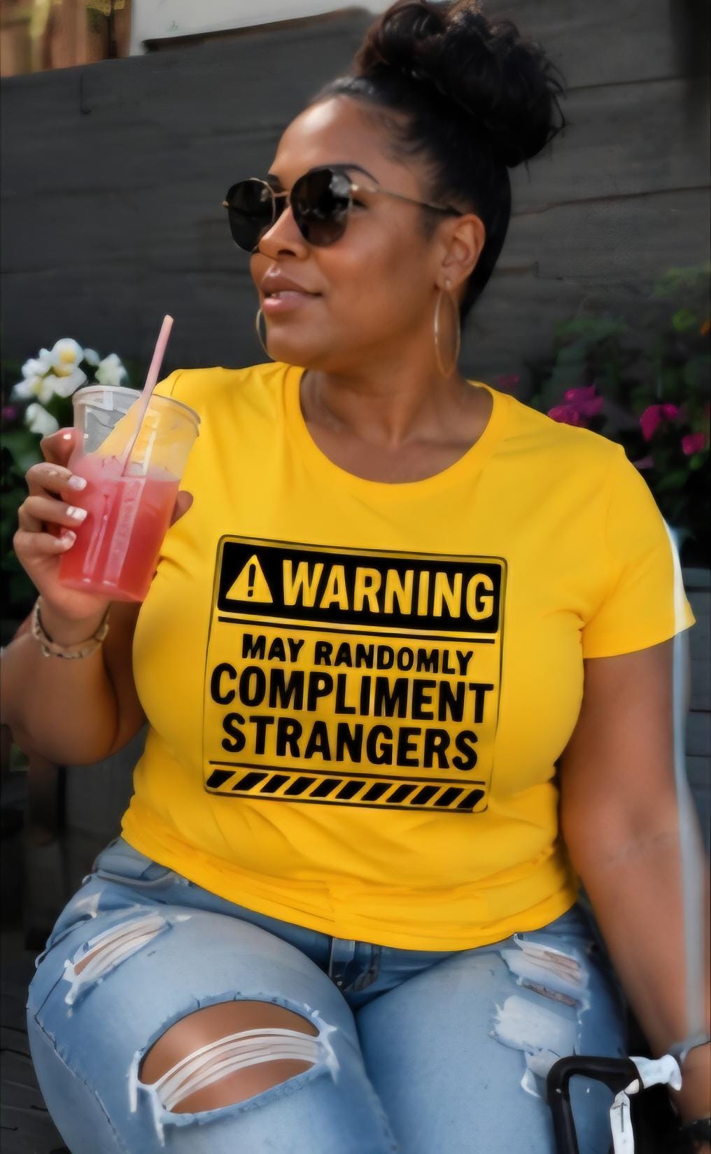 Warning Compliment Strangers T Shirt, Funny Kindness Tee, Positive Vibes Shirt